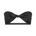 Close-up of the Room 24 Izy bandeau bikini top showing its sweetheart neckline and centre tie detail.