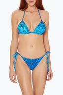 Front view of the Room 24 Nina reversible bikini top featuring triangle cups, a halterneck and an adjustable underband.