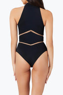 Back view of the Room 24 Maya swimsuit showing its high-neck construction and sculpted close-fitting silhouette.