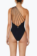Back view of the Room 24 Louise swimsuit showing its open-back design, slim crossover straps and sculpted fit.