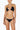 Front view of the Room 24 Maria triangle bikini top with gathered cups and chain detailing.
