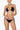 Front view of the Room 24 Maria triangle bikini top with gathered cups and chain detailing.