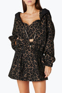 Alma Leopard Print Hoodie Jacquard Jacket 