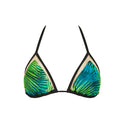 Close-up of the Room 24 Suzi reversible bikini top showing its stretch fabric and contrast edging.