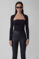 Front view of the Room 24 Alice trousers with a marble print, elasticated waistband and wide-leg silhouette.