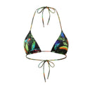 Close-up of the Room 24 Neomi bikini top showing its reversible printed fabric and gathered construction.
