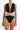 Front view of the Room 24 Rachel one-piece swimsuit with a deep plunge neckline, gathered halterneck and crossover waist.