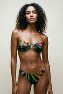 Front view of the Room 24 Pam reversible bandeau bikini top with gathered cups and a central ring detail.