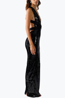 Ornella black sequin maxi cocktail dress