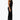 Woman wearing a black sequin cut-out evening gown with a deep v-neck and open sides