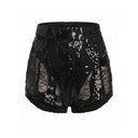 Close-up of the Room 24 Ella shorts showing the detailed lace, sequins and bead embellishments.