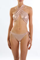 Front view of the Room 24 Bella bikini bottom with knotted side details and high-cut legs.