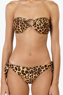 Front view of the Room 24 Pam reversible bandeau bikini top with gathered cups and a central ring detail.