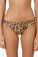 Front view of the Room 24 Vira bikini bottom with a layered double waistband and high-cut legs.