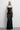Front view of the Room 24 Rossana black sequin lace maxi dress with thin straps, a straight neckline and mermaid silhouette.