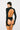 Back view of the Room 24 Jane black bodysuit highlighting its dramatic open back and sculpted thong silhouette.
