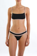 Front view of the Room 24 Josie bikini bottom with a layered double waistband and high-cut legs.
