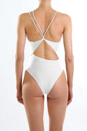 Back view of the Room 24 Alina swimsuit showing its slender straps and sculpted close fit.