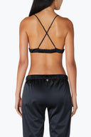 Back view of the Room 24 Bella bralette showing its adjustable cross-back straps, open back and gathered underband.