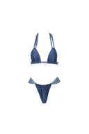 Close-up of the Room 24 Carrie bikini bottom showing its gathered stretch fabric and side-strap construction.