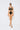 Front view of the Room 24 Camilla black one-piece swimsuit with a bandeau-inspired bust, centre ring detail and curved waist cut-outs.