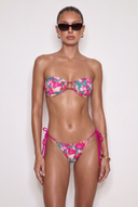 Front view of the Room 24 Liv triangle bikini top with gathered cups and slim halterneck straps.