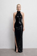 Larissa maxi halter neck long sequin dress 