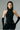 Front view of the Room 24 Grace black halterneck bodysuit with a sculpted fit and coordinating opera gloves.