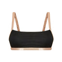 Close-up of the Room 24 Emma bikini top showing its clean neckline and smooth stretch-fabric finish.