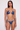 Front view of the Room 24 Maria triangle bikini top with gathered cups and chain detailing.