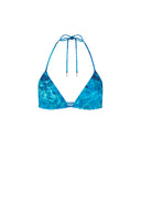 Close-up of the Room 24 Nina bikini top highlighting its smooth stretch fabric, adjustable ties and gold-tone cord ends.
