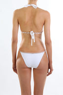Back view of the Room 24 Iris bikini top showing its adjustable halterneck and tie-back fastenings.