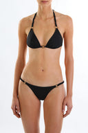 Front view of the Room 24 Sandy triangle bikini top with braided straps and ring details.