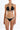 Front view of the Room 24 Mia triangle bikini top with gathered cups and crossed underbust straps.