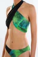 Side view of the Room 24 Laura bikini top highlighting its crossover panels and open underbust detail.