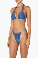 Front view of the Room 24 Carrie bikini bottom with a gathered front and wide side straps.