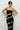 Front view of the Room 24 Sienna black strapless midi dress with diagonal illusion-mesh panels and a sculpted bodycon fit.