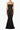Front view of the Room 24 Vanessa black lace maxi dress with a straight neckline, fine straps and fitted floral-lace silhouette.