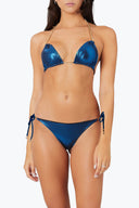 Front view of the Room 24 Stacey bikini top with triangle cups, chain-trimmed straps and centre chain detailing.