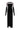 Black long sleeve velvet maxi dress with sheer mesh shoulders and elegant slit.