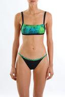 Front view of the Room 24 Emma bikini top with a square neckline, slim straps and supportive underband.
